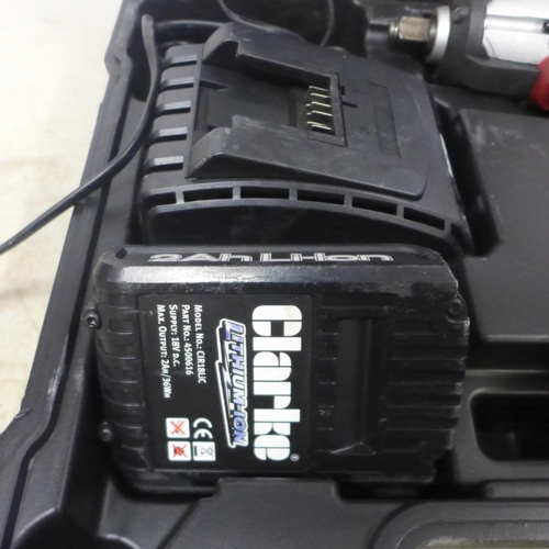 5009 - 3 cased tools - a Clarke CIR18LIC 2AH cordless impact driver with two batteries and charger, a Dreme... 