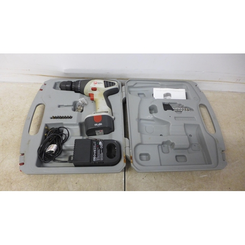 5041 - A Performance Power 14.4V cordless drill with battery and charger in case