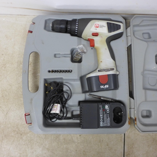 5041 - A Performance Power 14.4V cordless drill with battery and charger in case