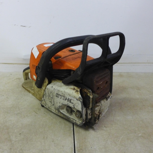 5058 - A Stihl MS361 petrol chainsaw body, no bar or chain