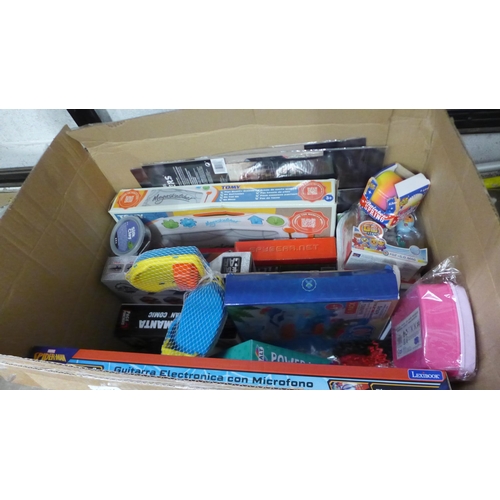 5066 - A box of various toys including Disney Princess figures, Funko Pop vinyl figure, enchanted glam part... 