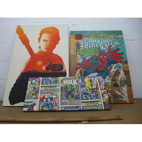 5071 - 3 canvas prints including Star Wars, The Amazing Spider-Man and other Marvel characters