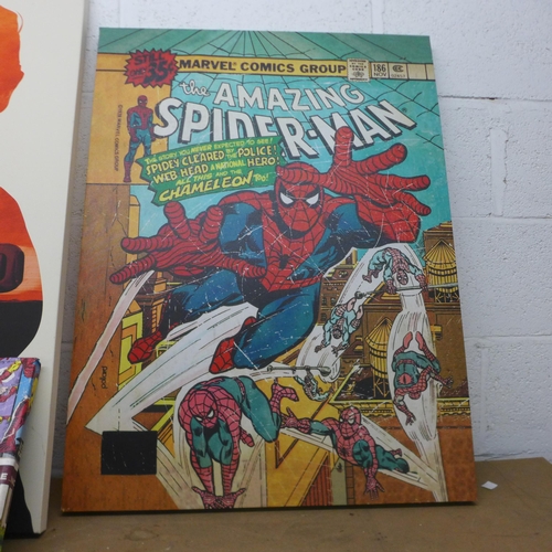 5071 - 3 canvas prints including Star Wars, The Amazing Spider-Man and other Marvel characters