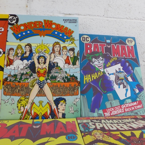 5072 - A quantity of various canvas prints including mainly Batman and Spider-Man and one Wonder Woman