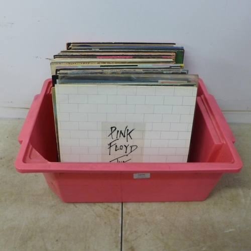 5078 - A box of approximately 50 rock and prog rock LPs including Pink Floyd, Rolling Stones, Wishbone Ash,... 