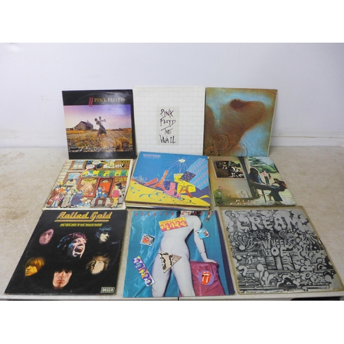 5078 - A box of approximately 50 rock and prog rock LPs including Pink Floyd, Rolling Stones, Wishbone Ash,... 