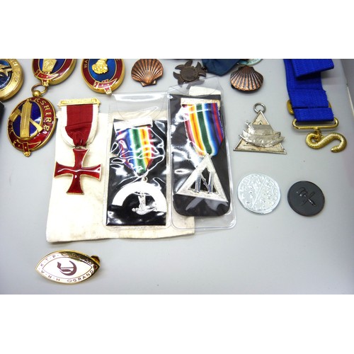 9025 - A very large collection of masonic medals, including three silver examples