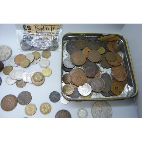 9027 - A large collection of British, American and European coins, some silver