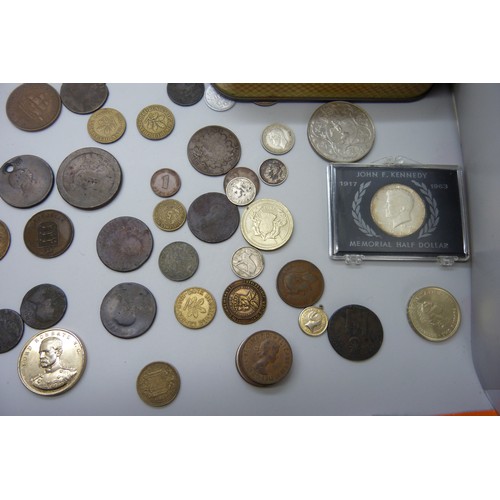 9027 - A large collection of British, American and European coins, some silver