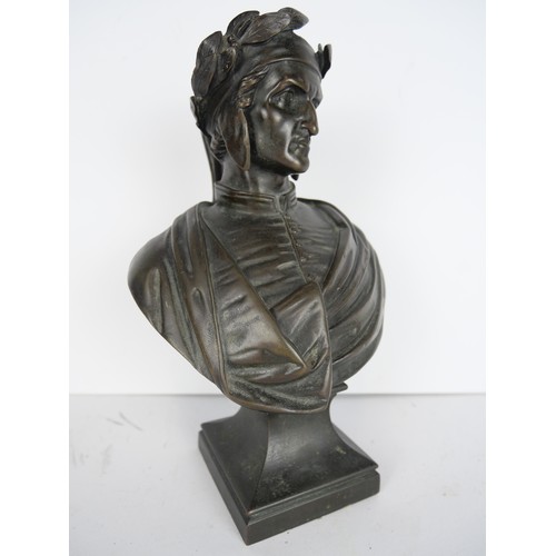 9070 - A European school bronze bust of Dante Alighieri