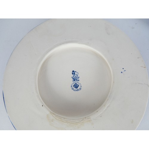 9072 - Two Royal Doulton Blue Children Seriesware plaques and a Royal Doulton Blue Children vase (a/f)