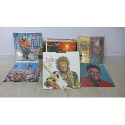 5081 - 16 LPs including Jimi Hendrix, Elvis, Beach Boys, Bill Haley, Sandy Nelson, etc.