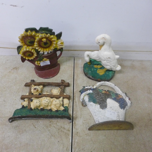 5084 - 4 door stoppers - ducks, pigs, sunflower and fruits