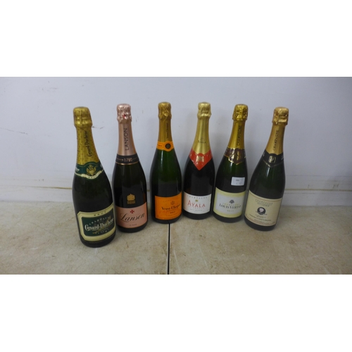 5088 - Six bottles of champagne including Lanson, Veuve Clicquot, Ayala, etc.