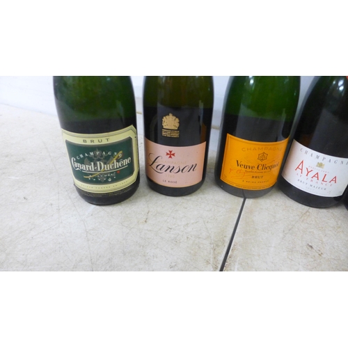 5088 - Six bottles of champagne including Lanson, Veuve Clicquot, Ayala, etc.