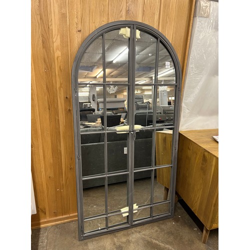 3101 - An industrial style opening arched window mirror