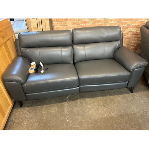 3103 - Grace grey leather 2.5 seater power reclining sofa (no power lead), original RRP £833.33 + Vat (4217... 