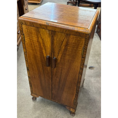 147 - An Art Deco walnut record cabinet