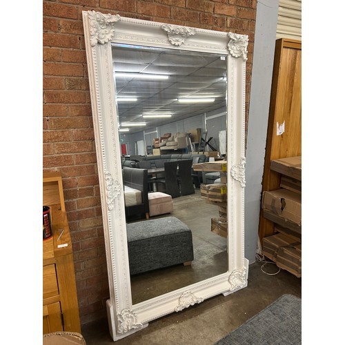 3120 - A large French style white painted mirror, 7ft x 4ft