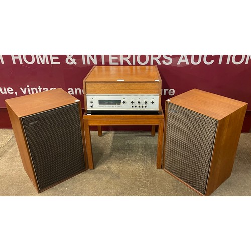 60 - A Hacker Centurion MkII High Fidelity teak record player with Garrard turntable and pair of Hacker s... 