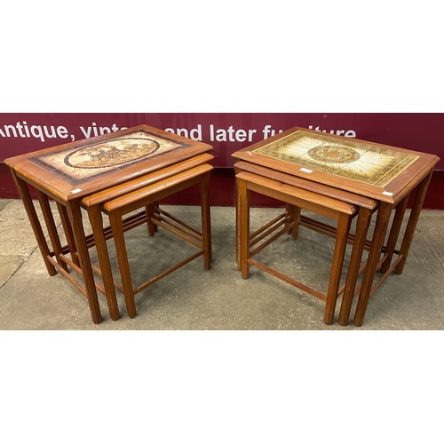 63 - Two Danish teak and tile topped nests of tables