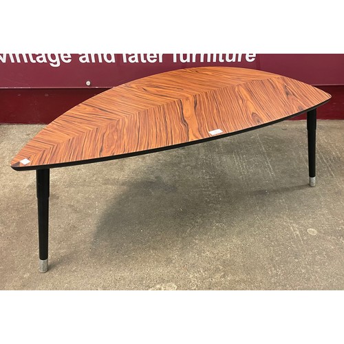 82 - A simulated rosewood and black coffee table