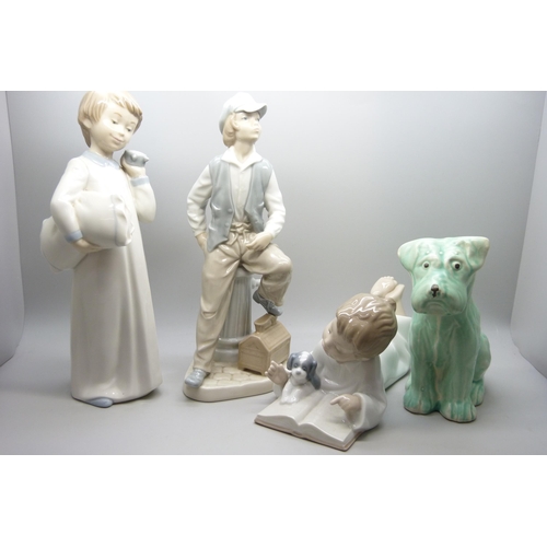 2004 - Three Nao figures and a Sylvac terrier style figure