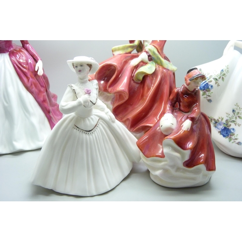 2009 - Five figures; three Royal Doulton and two Coalport including early Top O' The Hill