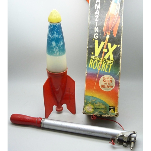 2013 - A toy rocket, 'The Amazing V-X Hydraulic Drive Rocket, boxed