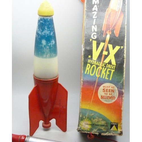 2013 - A toy rocket, 'The Amazing V-X Hydraulic Drive Rocket, boxed