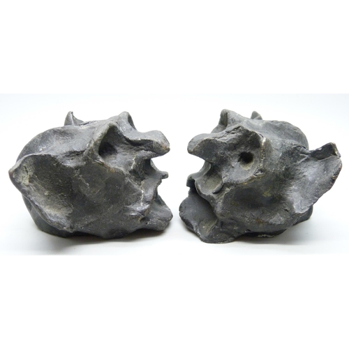 2016 - A pair of small bronze goblin heads