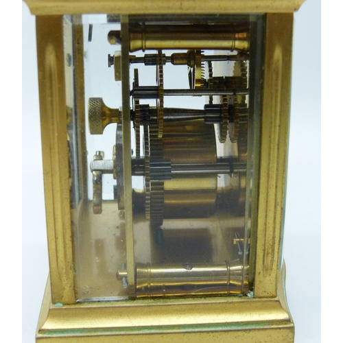 2018 - A gilt brass carriage clock with hand-wound French movement, 9.2cm