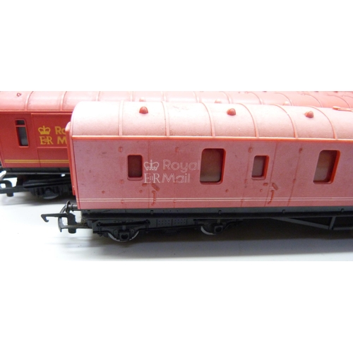 2027 - Six Hornby and Lima OO gauge Royal Mail carriages