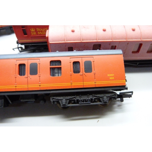 2027 - Six Hornby and Lima OO gauge Royal Mail carriages