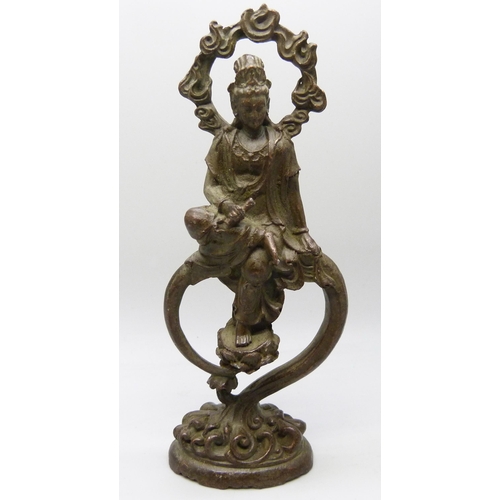 2033 - A small bronze deity, 16.5cm