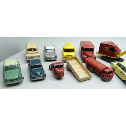 2036 - A collection of Lesney Matchbox model vehicles, playworn