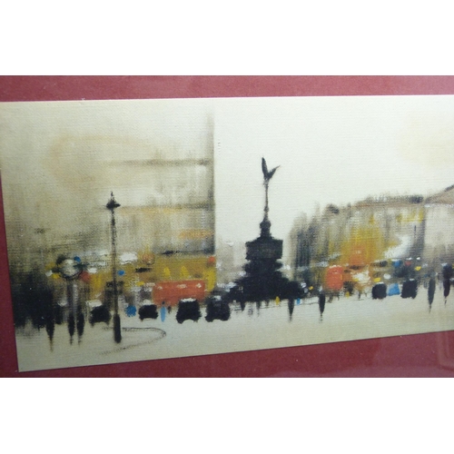 2047 - Four 1960s framed prints of London, signed (Tony) Klitz, including Houses of Parliament