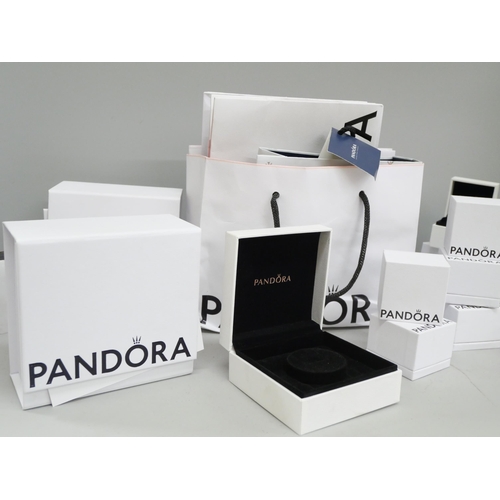 2063 - A collection of empty Pandora boxes and gift bags