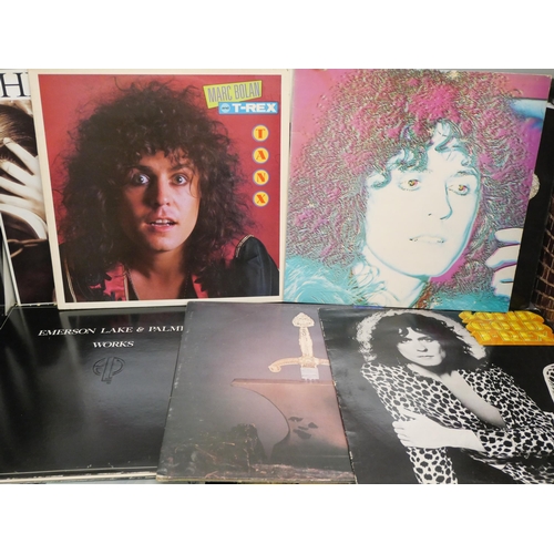 2065 - A collection of LP records, David Bowie, Kate Bush, Marc Bolan, ELP, etc.