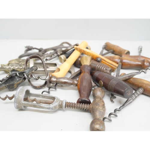 2066 - A collection of corkscrews and bottle openers, majority 19th Century including one stamped Sorby, Sh... 