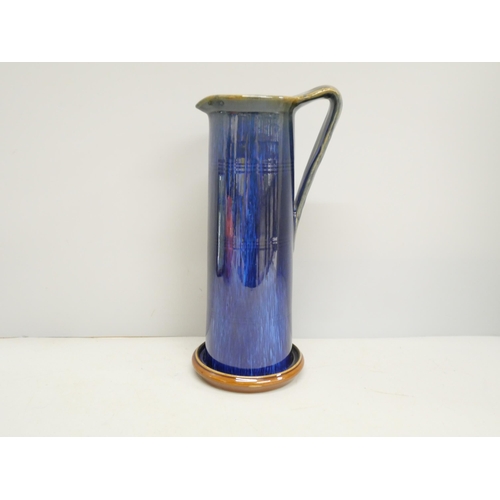 2072 - A Bourne Denby Danesbyware electric blue jug, a Secessionist Loetz orange vase by Michael Powolny an... 