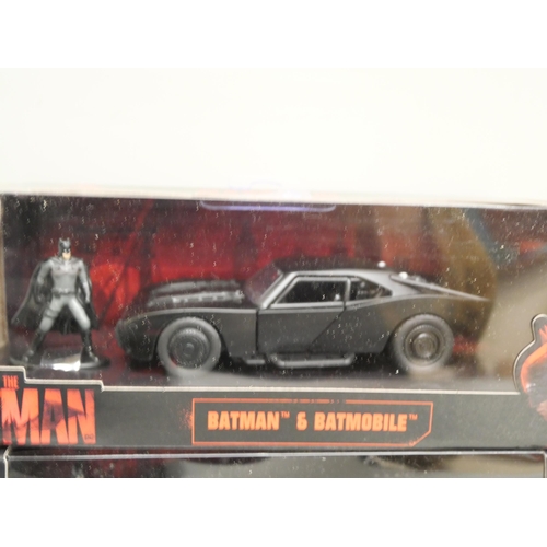 2074 - Five Jada Batman and Batmobile models, boxed