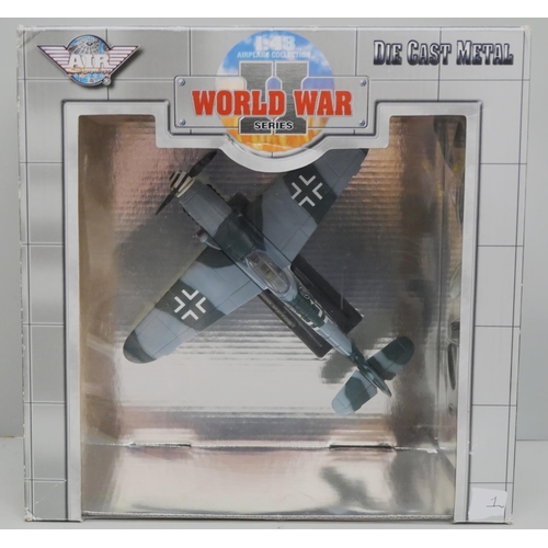 2107 - Die-cast model aircraft including Skywings 76328, Air Signature Messerschmitt BF-109, two Corgi Spac... 