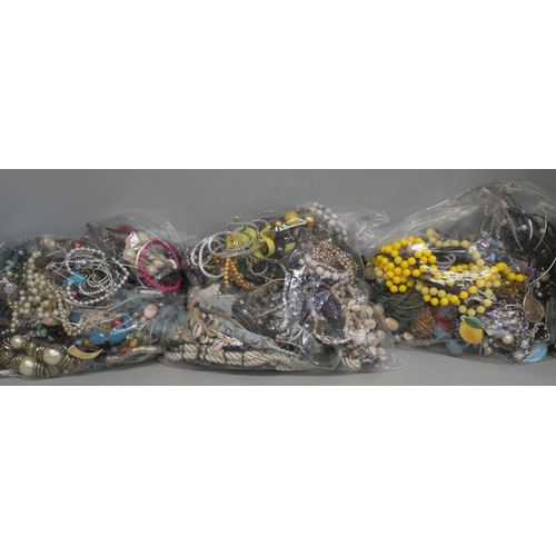 2108 - Three bags of costume jewellery