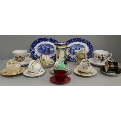 2110 - A collection of china and porcelain including Royal Doulton, German china, Flambe miniature cup and ... 