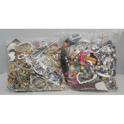 2118 - A bag of costume jewellery and two bags of bracelets