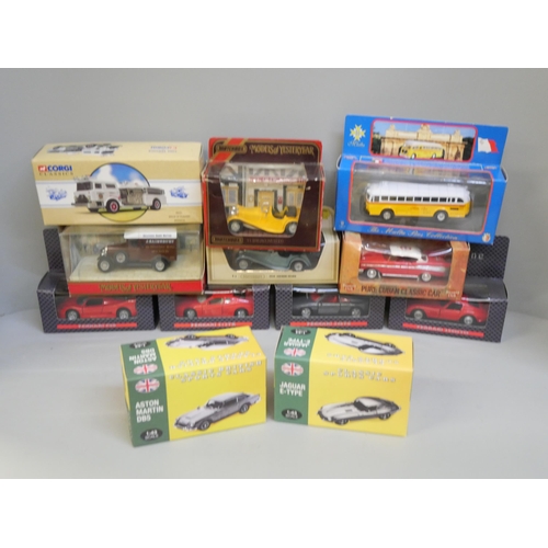 2127 - A collection of die-cast model vehicles including Corgi, Atlas Editions and Matchbox, boxed