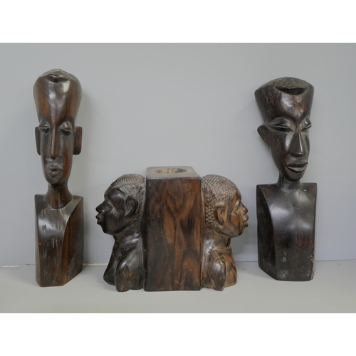 2151 - A box of African carvings