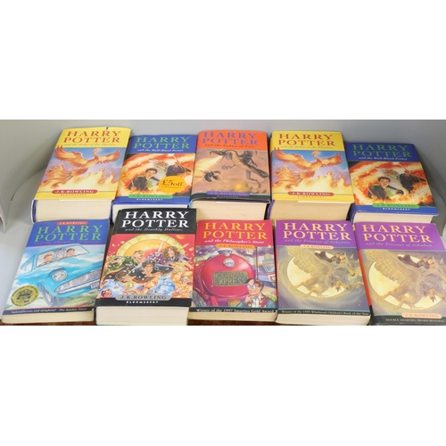 2159 - Harry Potter books, five first editions and unopened playing cards (3)