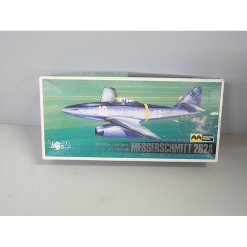 2160 - Seven vintage model aircraft kits, including KP Plastikovy JAK-23, Mitsuwa Model Messerschmitt 262A,... 